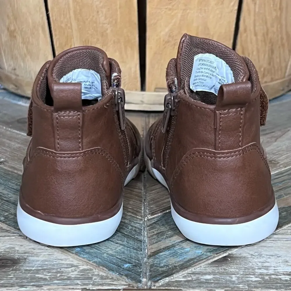Wonder Nation High-Top Leather Hook-and-Loop Ankle Sneaker Boots Toddler Size 11
